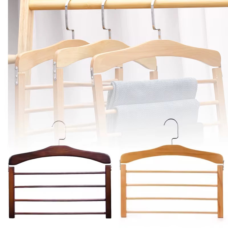 1PC Hangers for Clothes Pants Closet Wooden Trouser Jeans Scarf Organizer Storage Perchas Para La Ropa Multilayer Pants Hanger