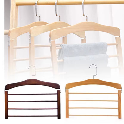 1PC Hangers for Clothes Pants Closet Wooden Trouser Jeans Scarf Organizer Storage Perchas Para La Ropa Multilayer Pants Hanger
