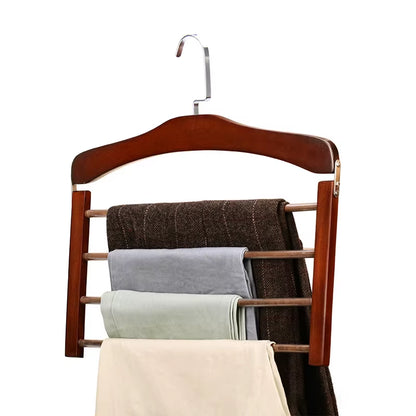 1PC Hangers for Clothes Pants Closet Wooden Trouser Jeans Scarf Organizer Storage Perchas Para La Ropa Multilayer Pants Hanger